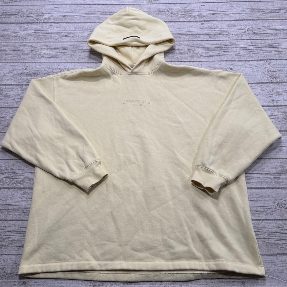 Fear Of God Essentials Hoodie Men's Medium Yellow Oversized Pullover Streetwear